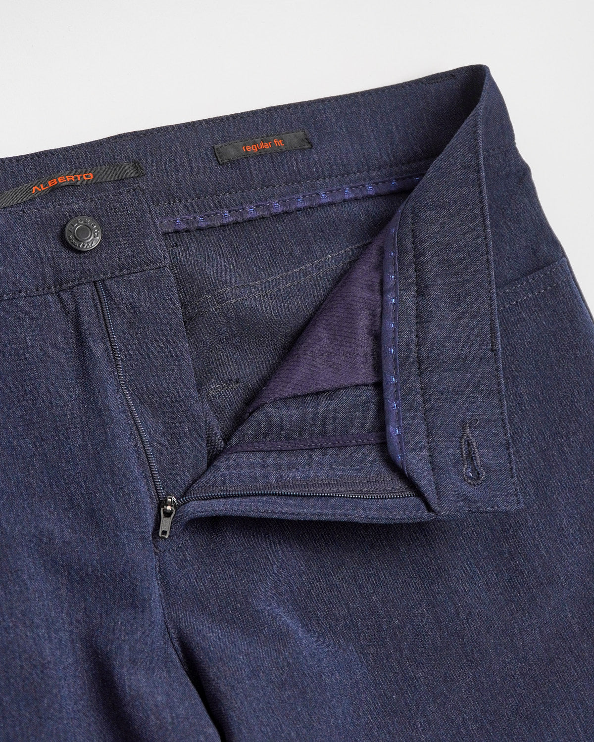 Blue 'Pipe' Regular Slim Fit Ceramica 5 Pocket Tech Dress Pants - Image 3