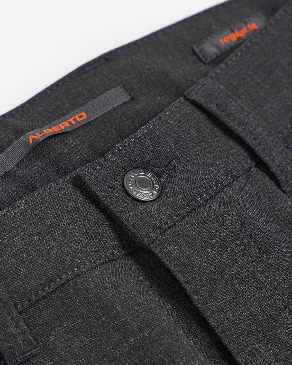 Charcoal 'Pipe' Regular Slim Fit Ceramica 5 Pocket Tech Dress Pants - Image 5