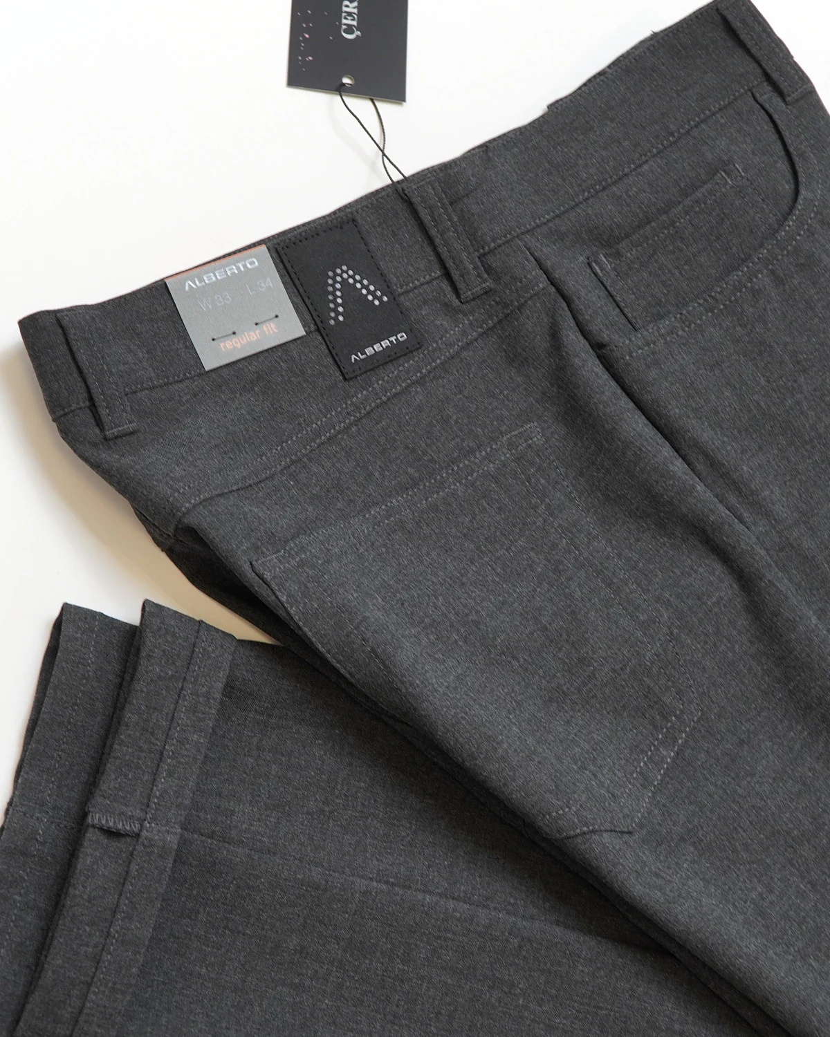 Grey 'Pipe' Regular Slim Fit Ceramica 5 Pocket Tech Dress Pants - Image 6