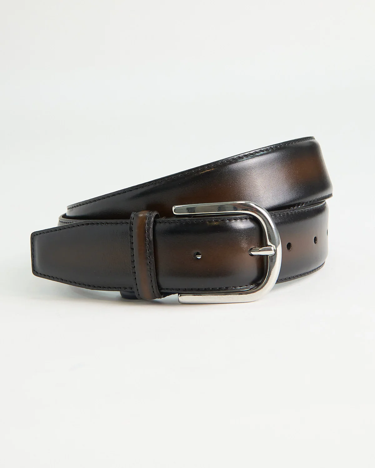 Burnished Edge Leather Dress Belt