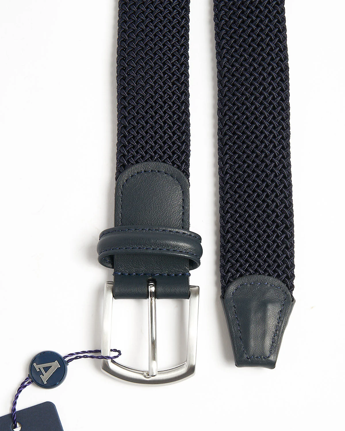 Navy Tubular Braided Stretch Cotton Belt - Image 3