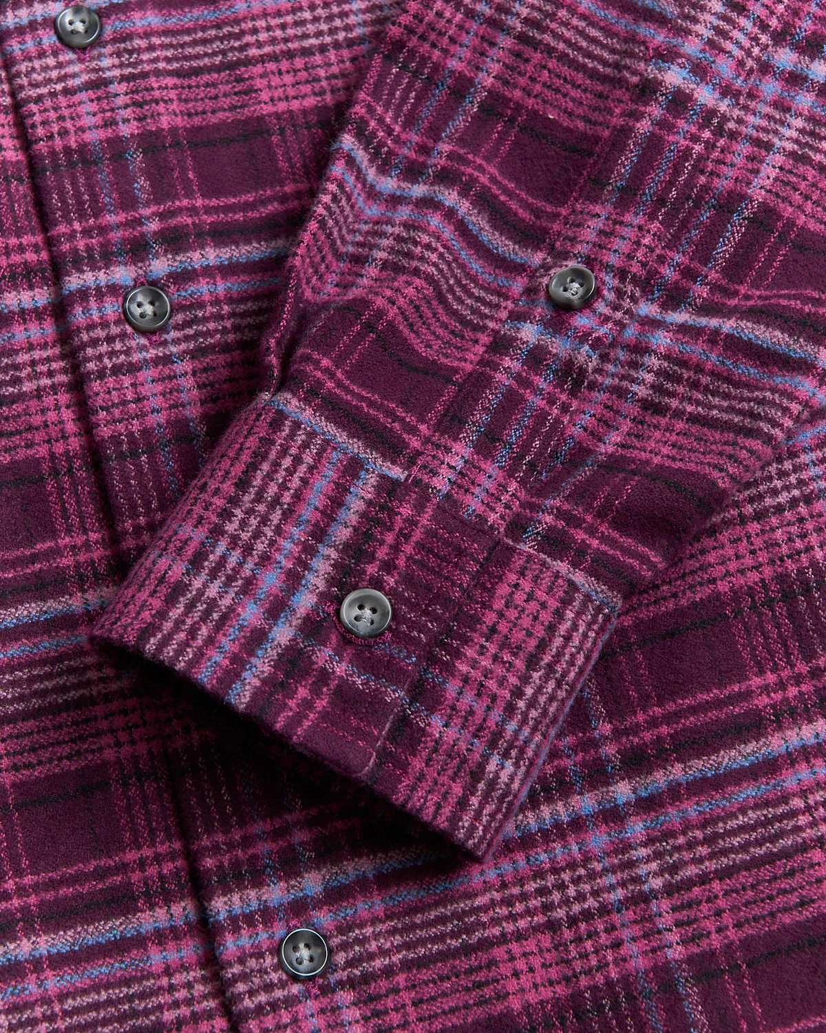 'Mammoth Flannel' Aubergine Plaid Crepe Flannel Shirt - Image 3