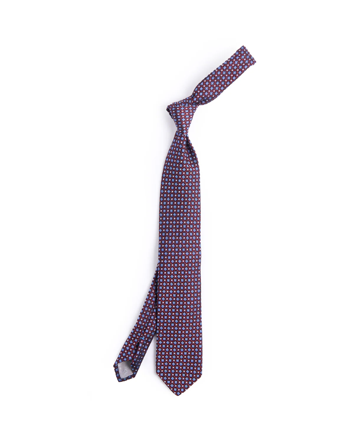 Silk Woven Jacquard Clover Dot Medallion Tie