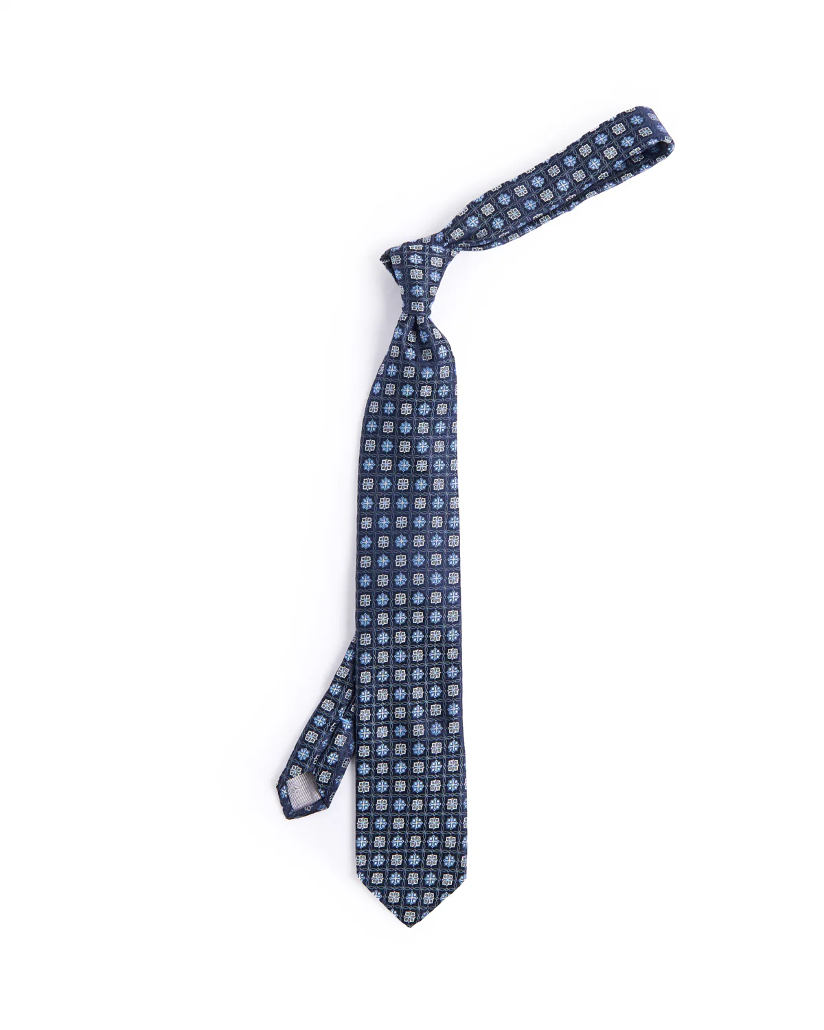 Silk Woven Jacquard Clover Medallion Tie