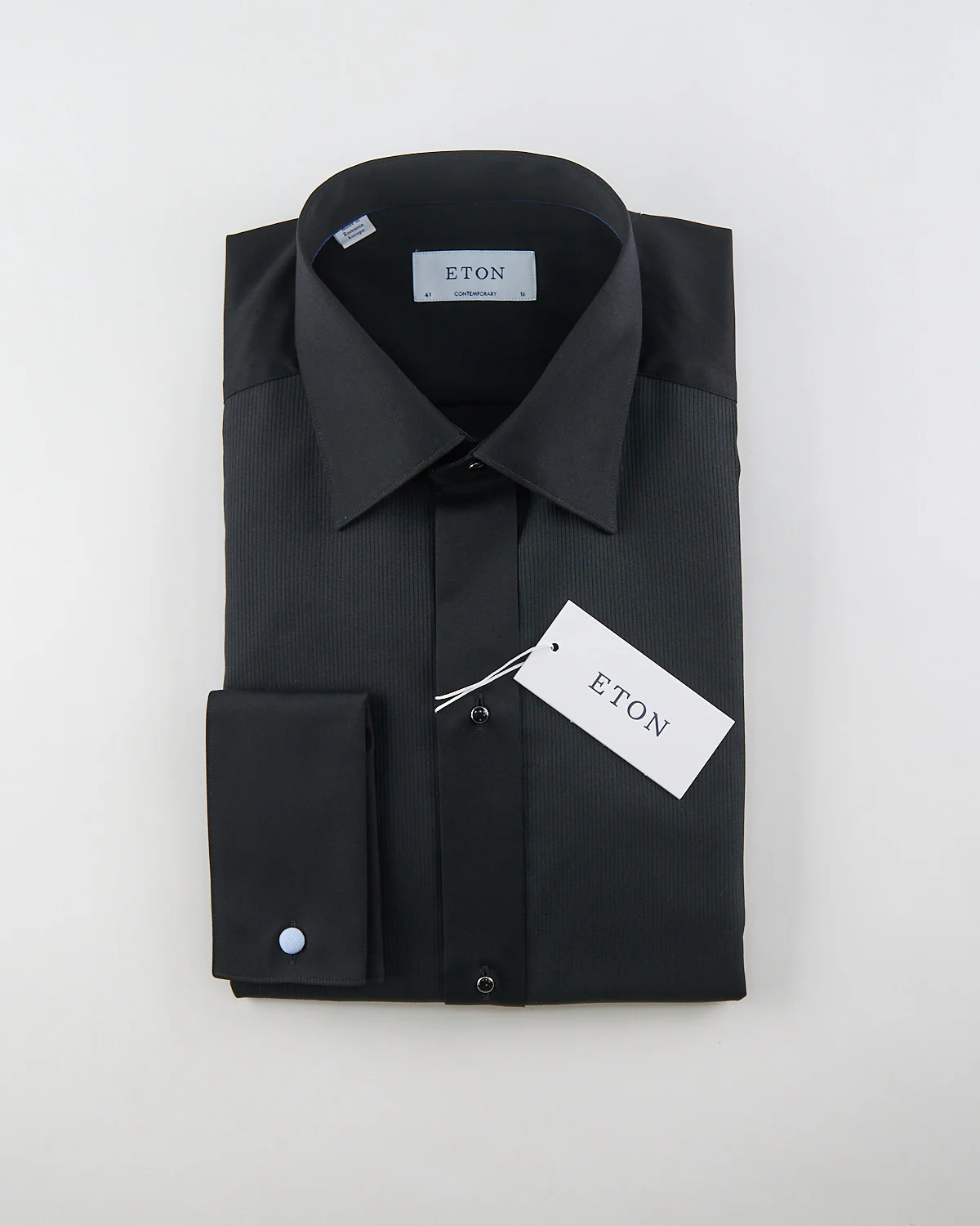 Black Fine Striped Bib Contemporary Evening Shirt