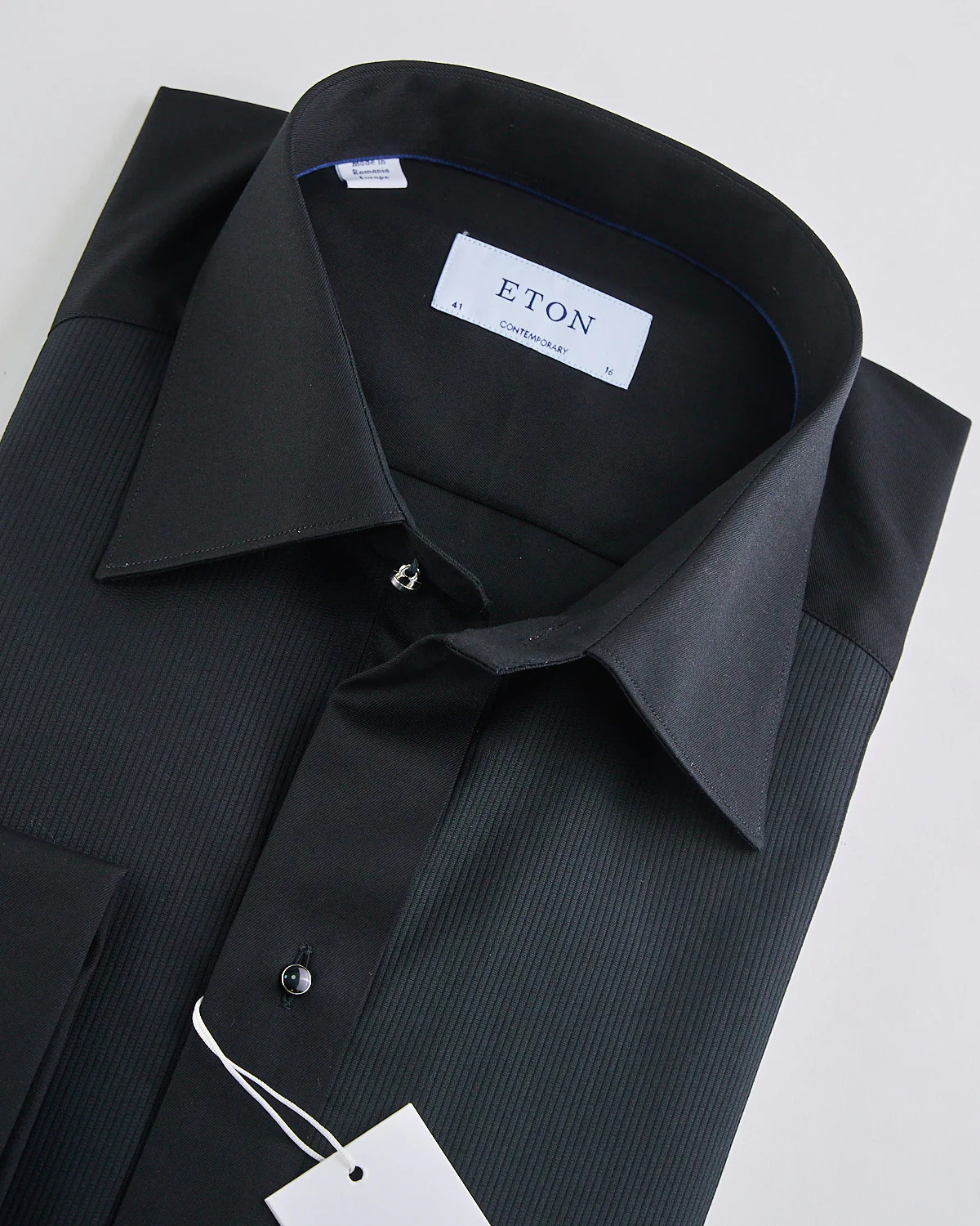 Black Fine Striped Bib Contemporary Evening Shirt - Image 3