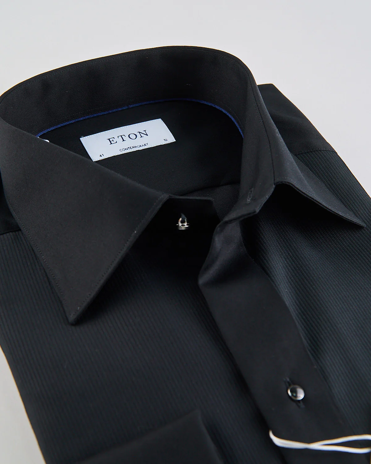 Black Fine Striped Bib Contemporary Evening Shirt - Image 4