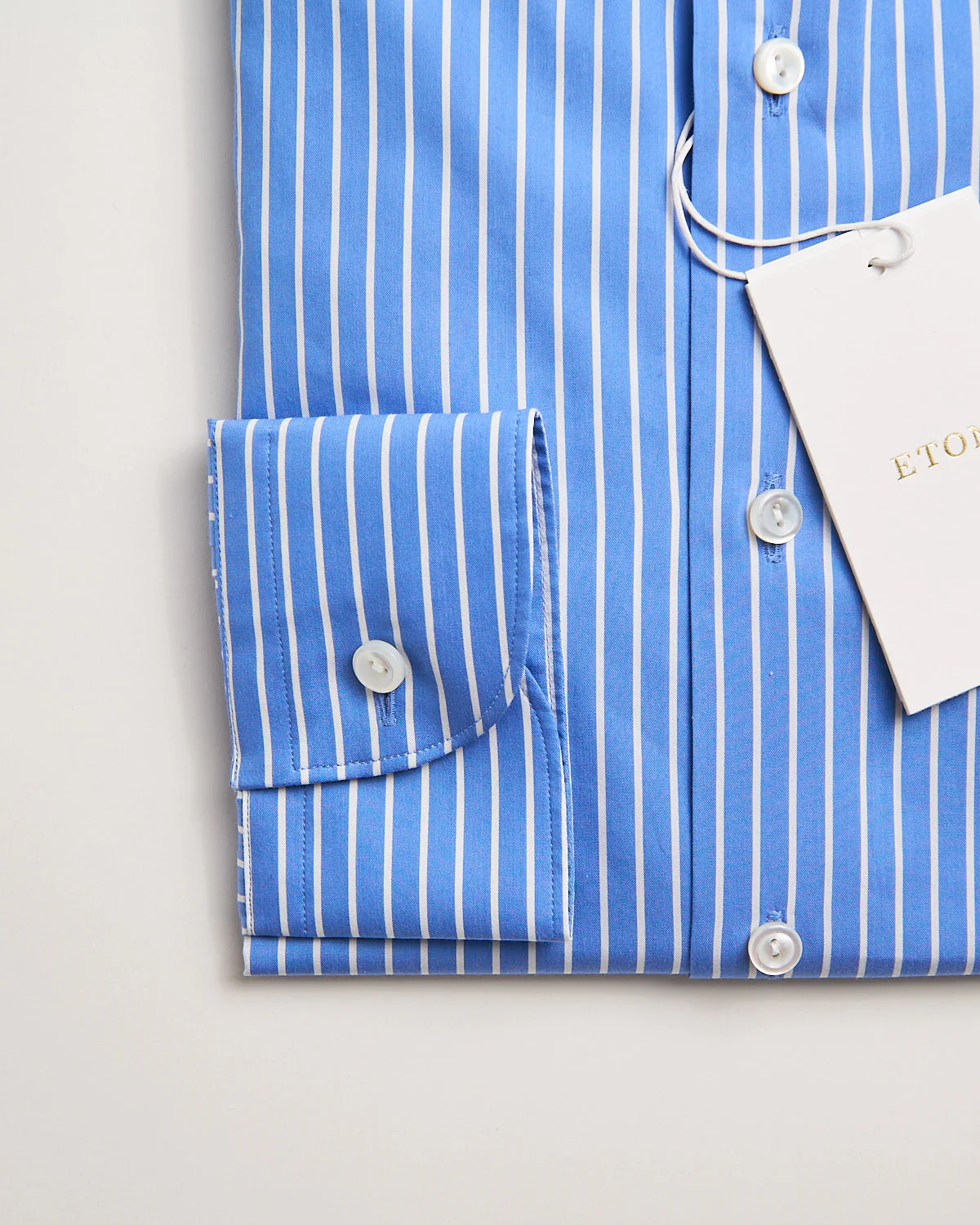 Blue Cotton & Silk Stripe Contemporary Shirt - Image 3
