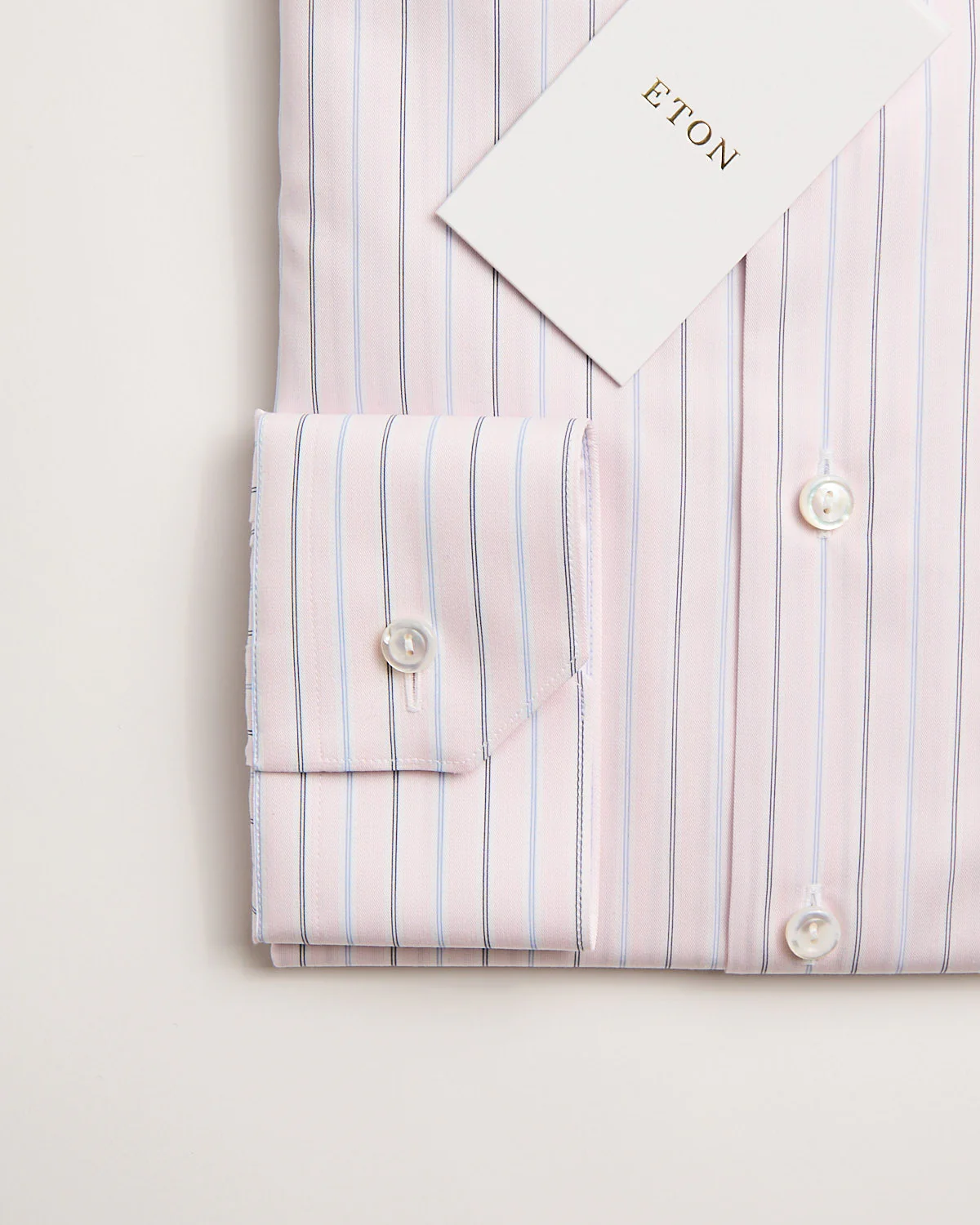 Contemporary Pink Striped White Collar Elevated Pique Shirt - Image 2