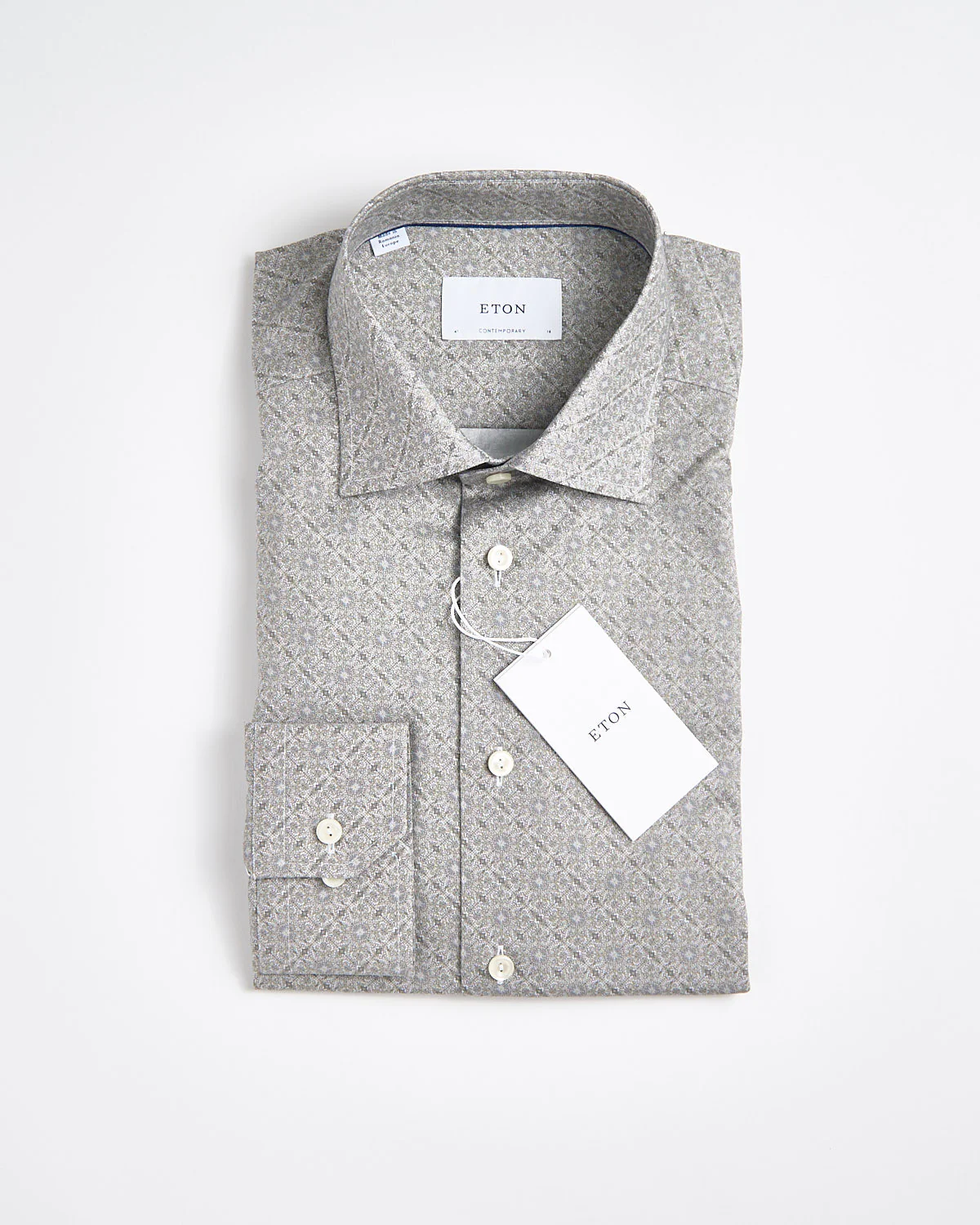 Contemporary Sage Geometric Signature Twill Shirt