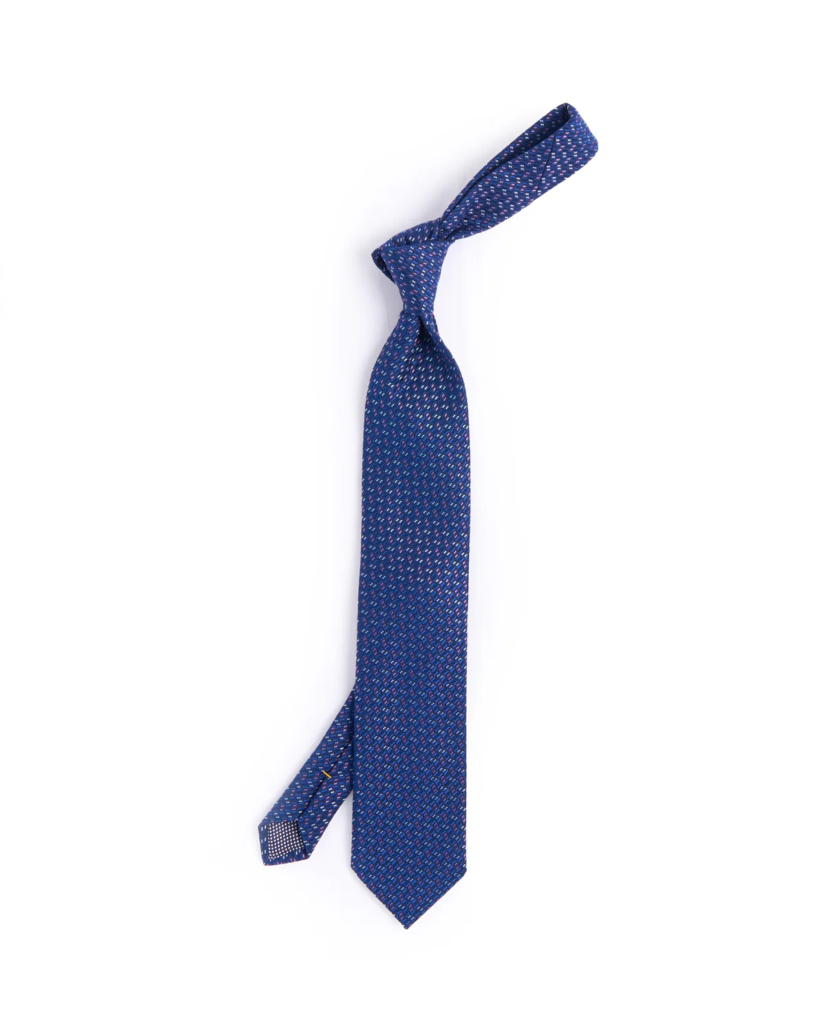 Dark Blue Geometric Woven Silk Tie
