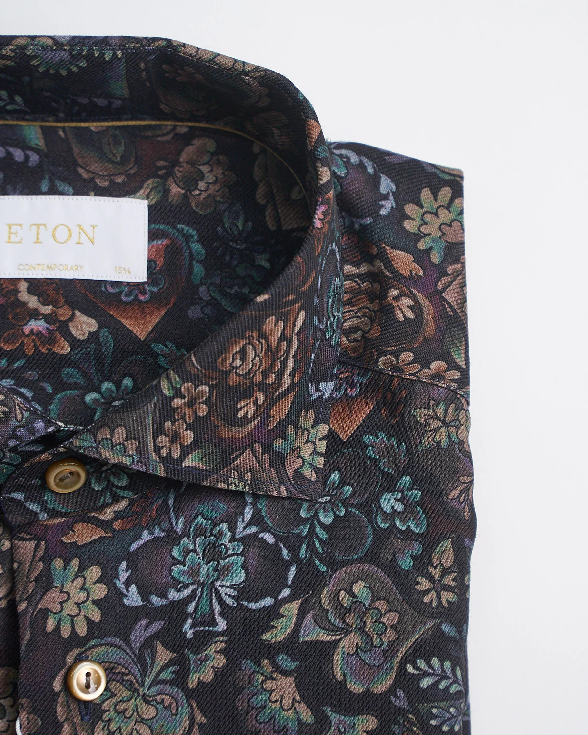 Midnight Floral Merino Wool Contemporary Shirt - Image 3