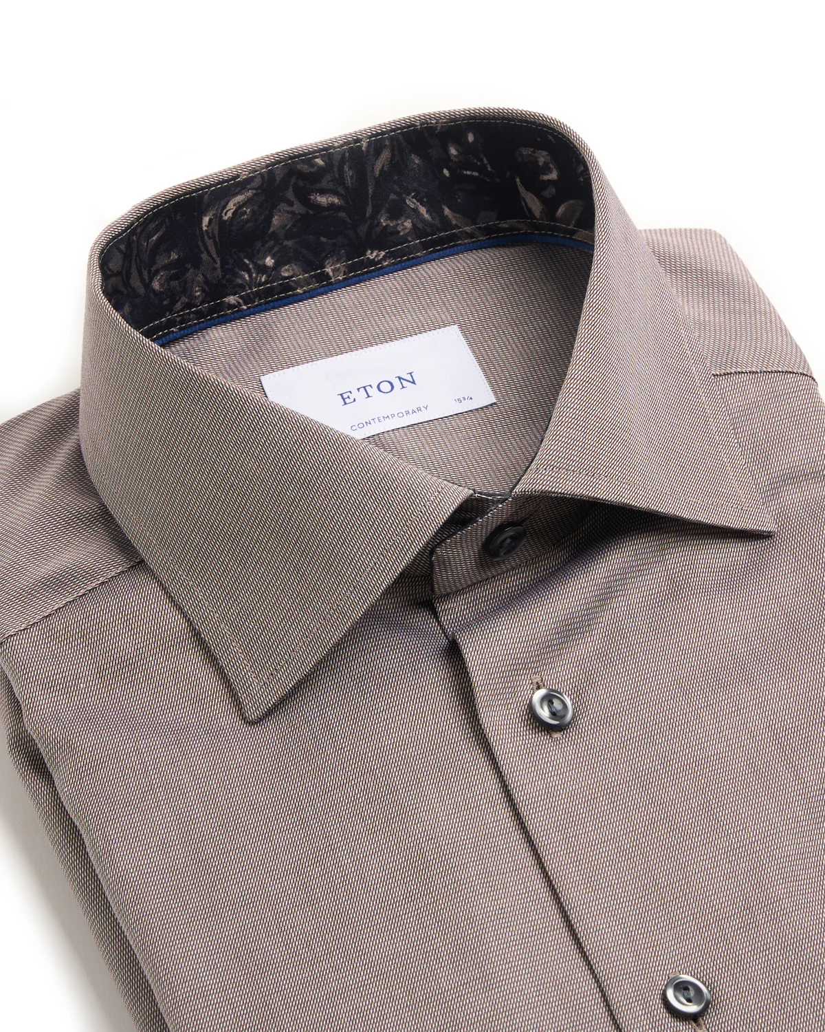 Semi Solid Contemporary Shirt With Floral Trim - Image 2