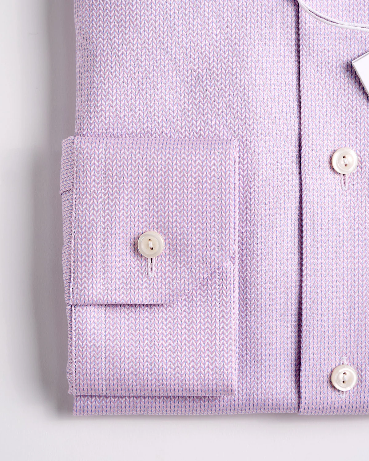 Slim Pink Herringbone Signature Dobby Shirt - Image 2