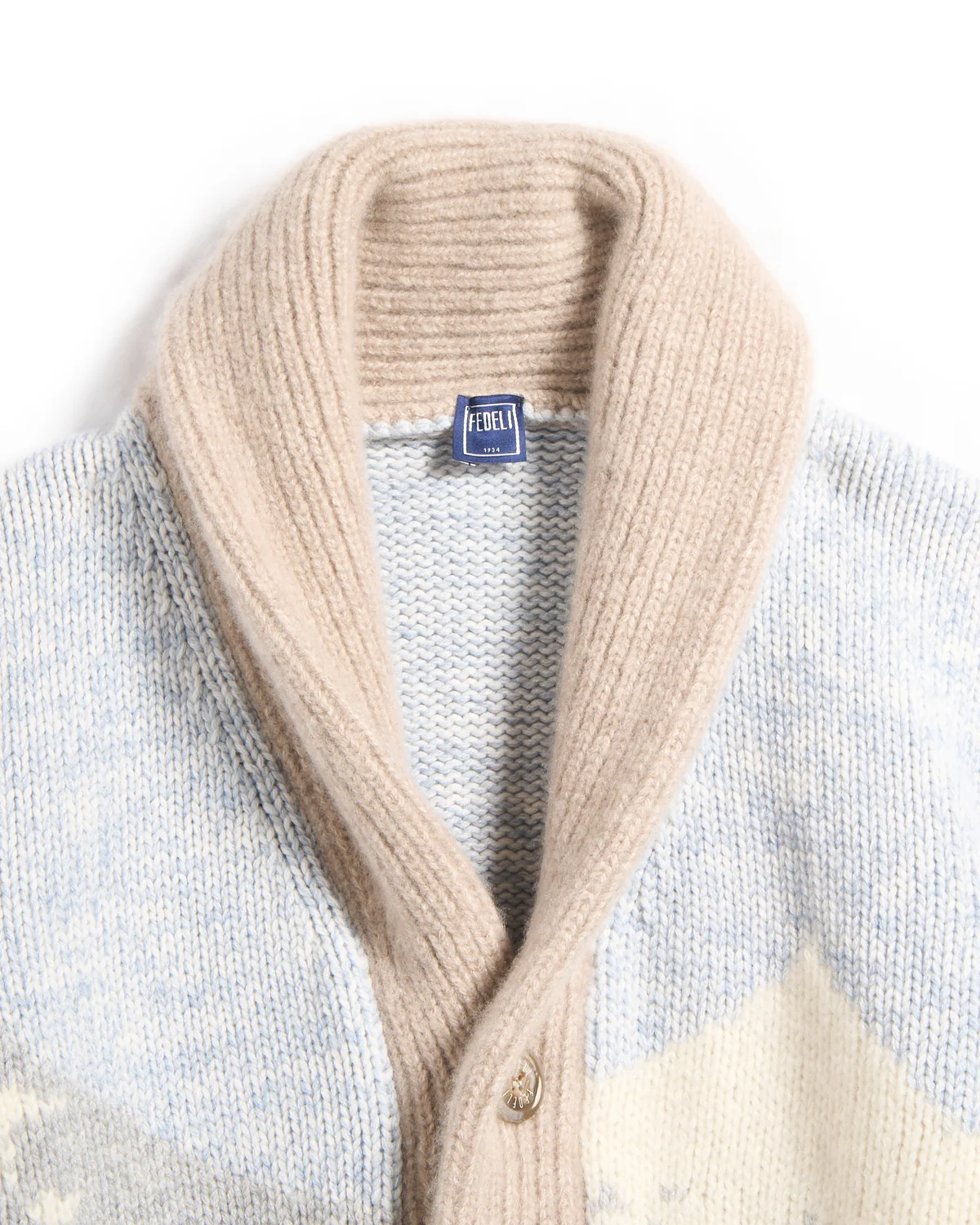 The 'Baitone' 100% Cashmere Slopes Intarsia Cardigan - Image 4