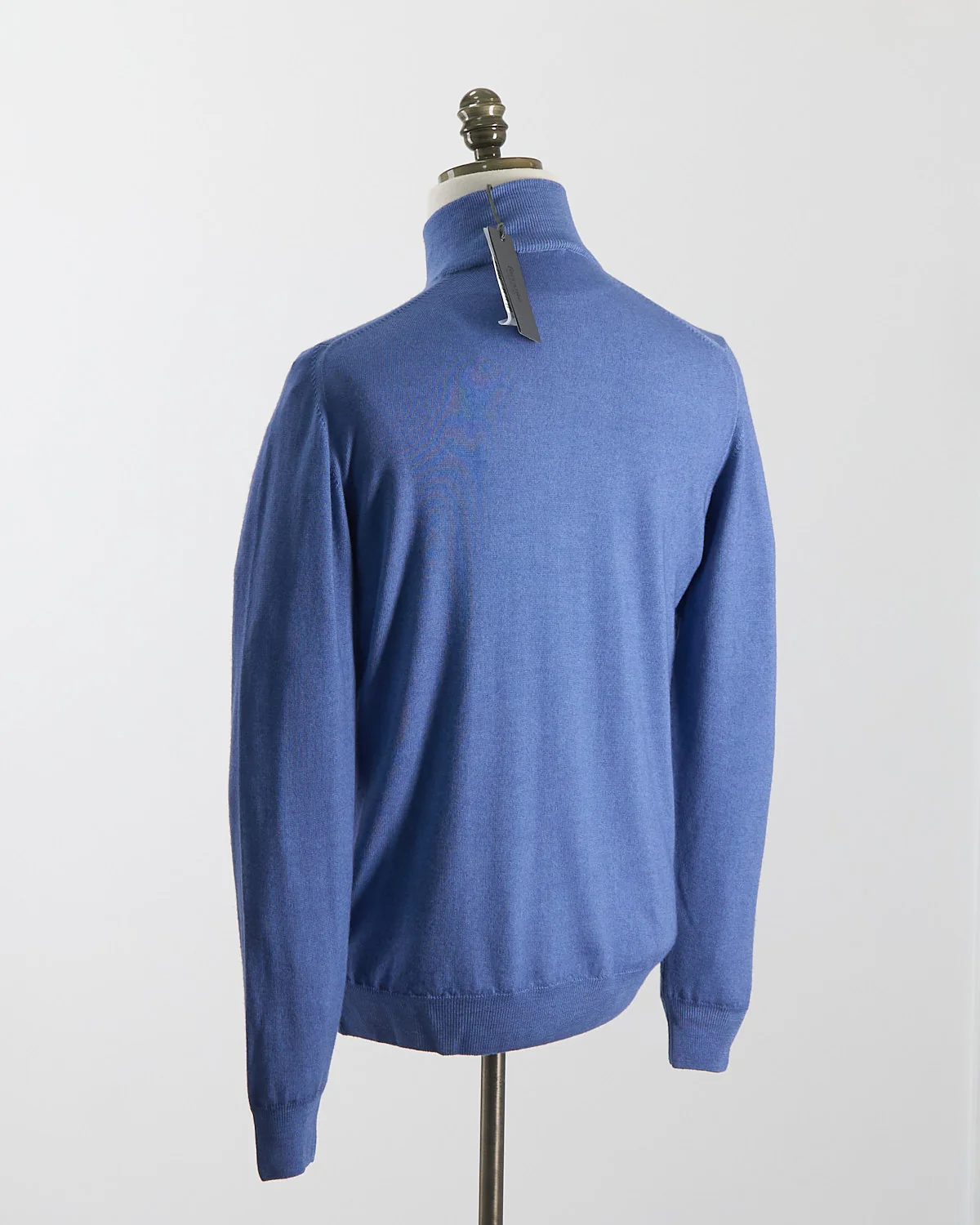 Light Blue 12 Gauge Quarter Zip Frosted Garment Dyed Wool Sweater - Image 7