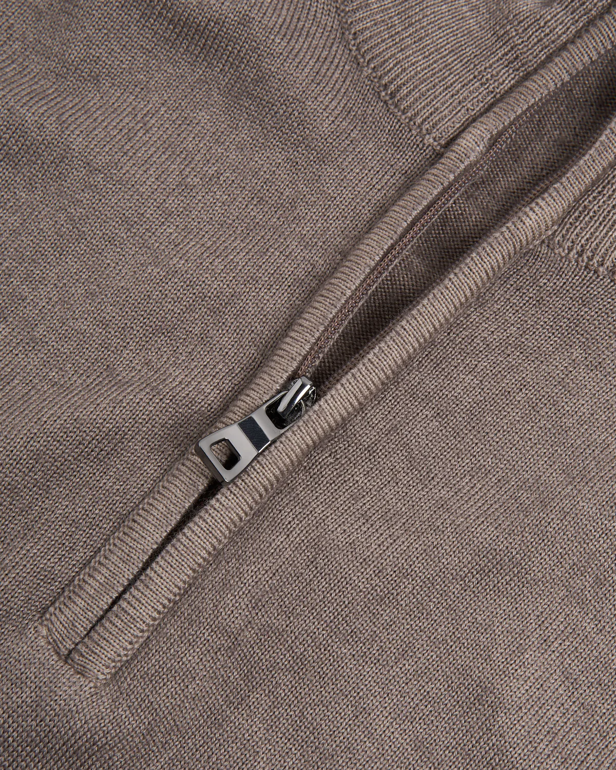 Oatmeal 12 Gauge Quarter Zip Frosted Garment Dyed Wool Sweater - Image 5