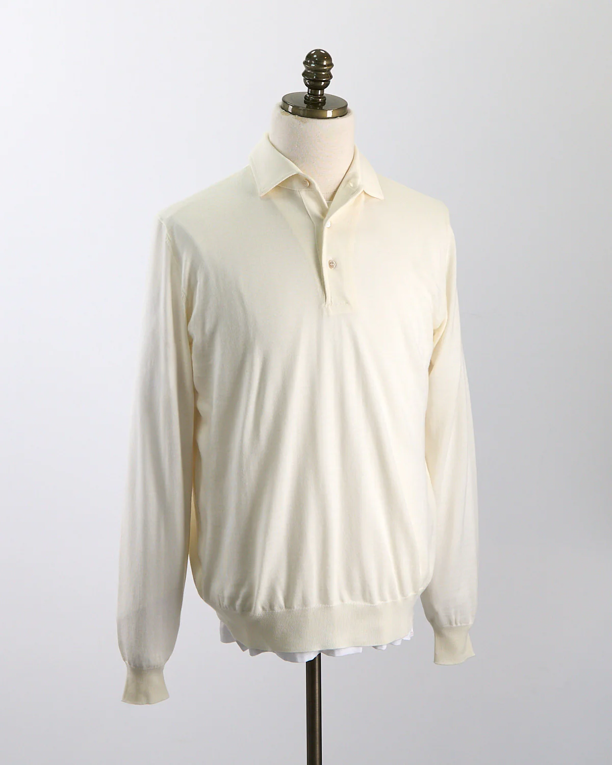 Elegant Stand-Up Collar Long Sleeve Fine Merino Polo