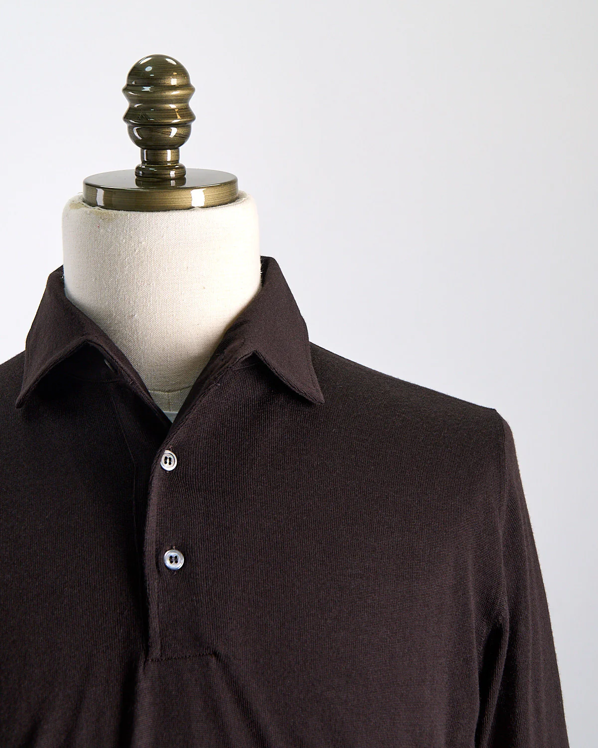 Elegant Stand-Up Collar Long Sleeve Fine Merino Polo - Image 3