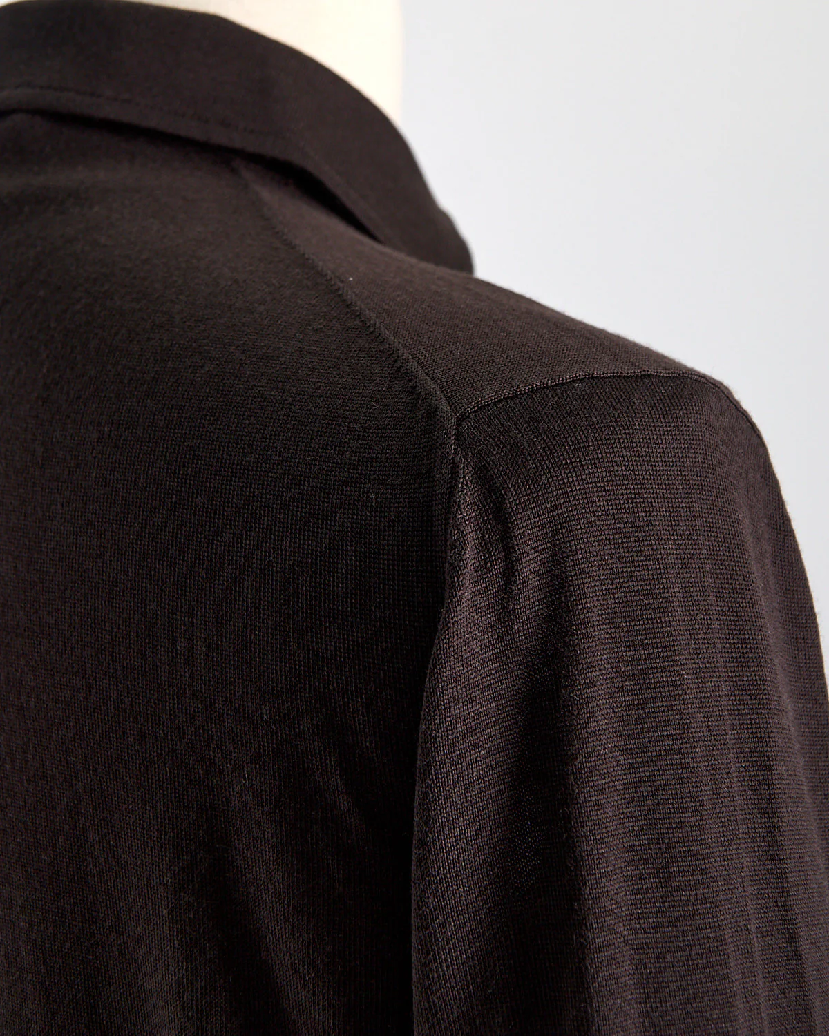 Elegant Stand-Up Collar Long Sleeve Fine Merino Polo - Image 4
