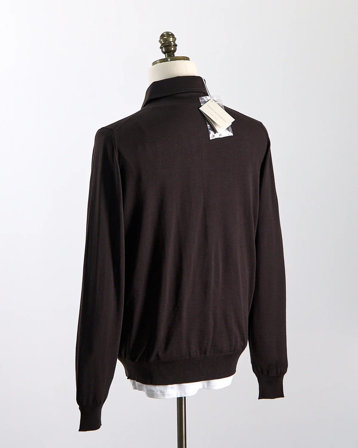 Elegant Stand-Up Collar Long Sleeve Fine Merino Polo - Image 7