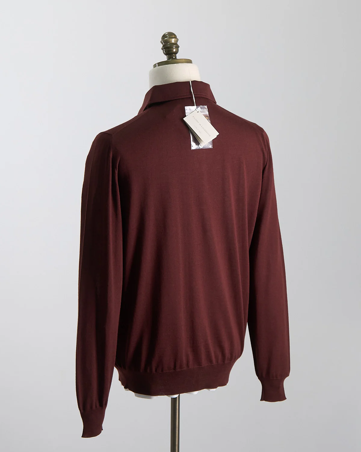 Elegant Stand-Up Collar Long Sleeve Fine Merino Polo - Image 6