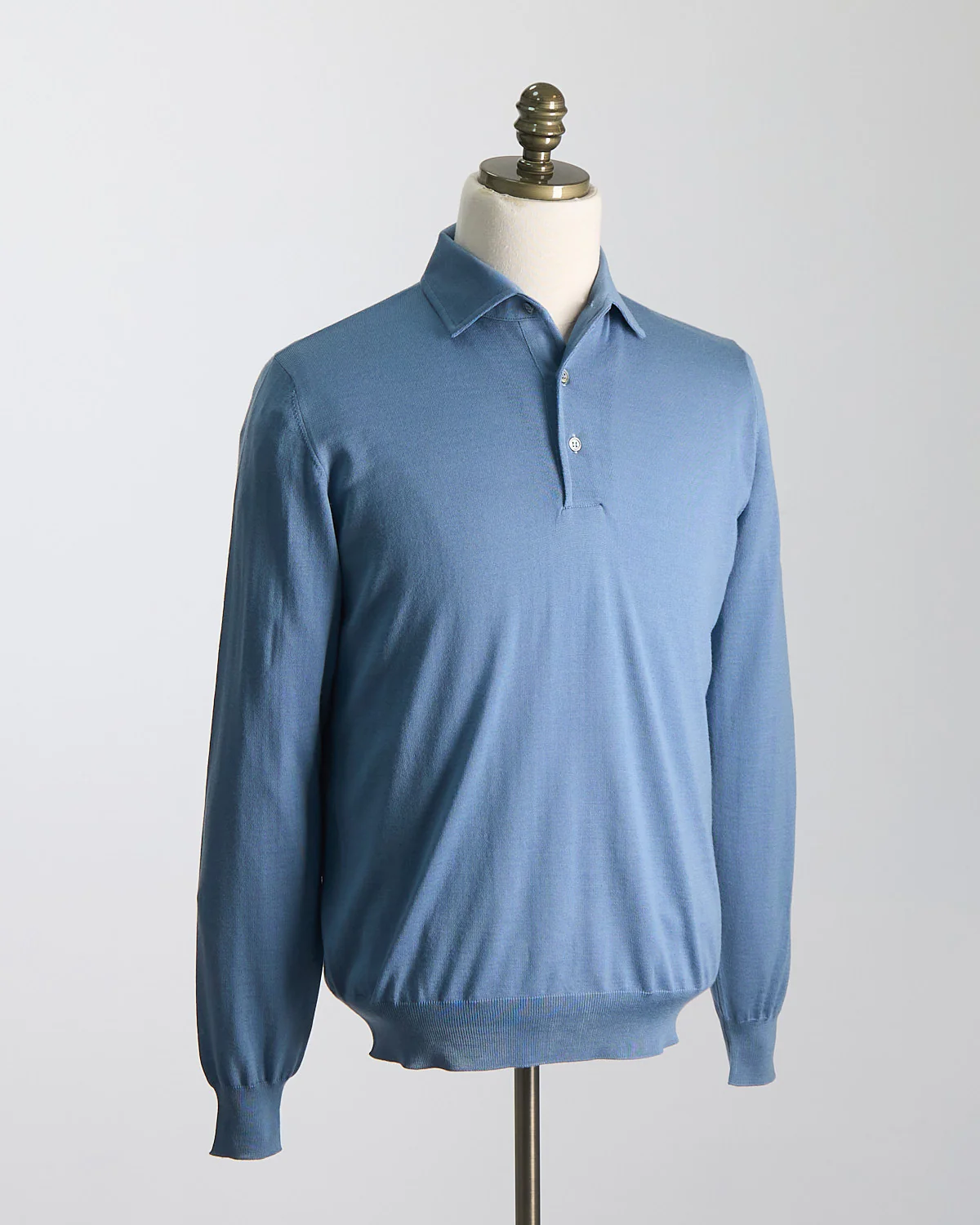 Elegant Stand-Up Collar Long Sleeve Fine Merino Polo