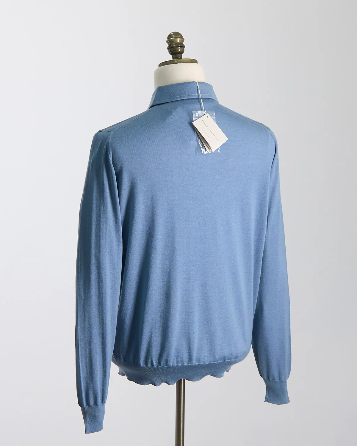 Elegant Stand-Up Collar Long Sleeve Fine Merino Polo - Image 6