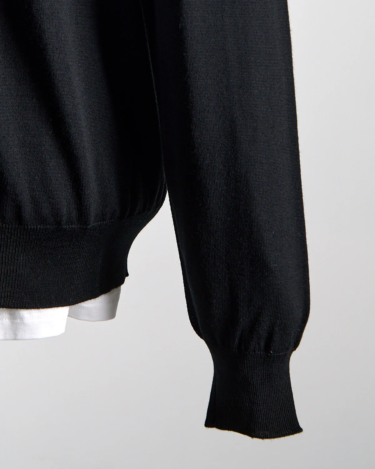 Elegant Stand-Up Collar Long Sleeve Fine Merino Polo - Image 6
