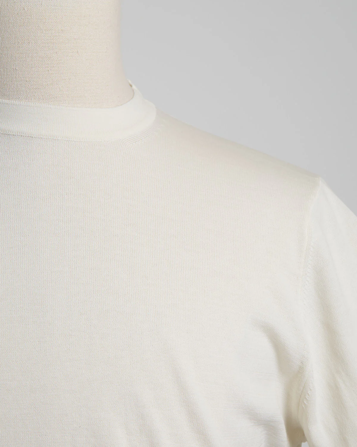 Off White Straight Bottom Fine Knit Crewneck T-Shirt - Image 2
