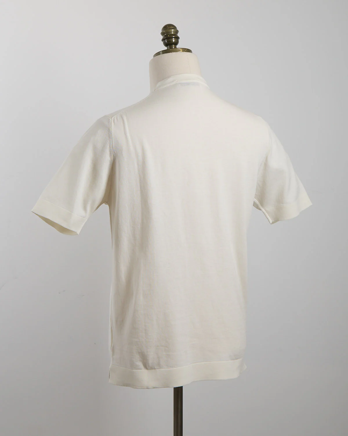 Off White Straight Bottom Fine Knit Crewneck T-Shirt - Image 5