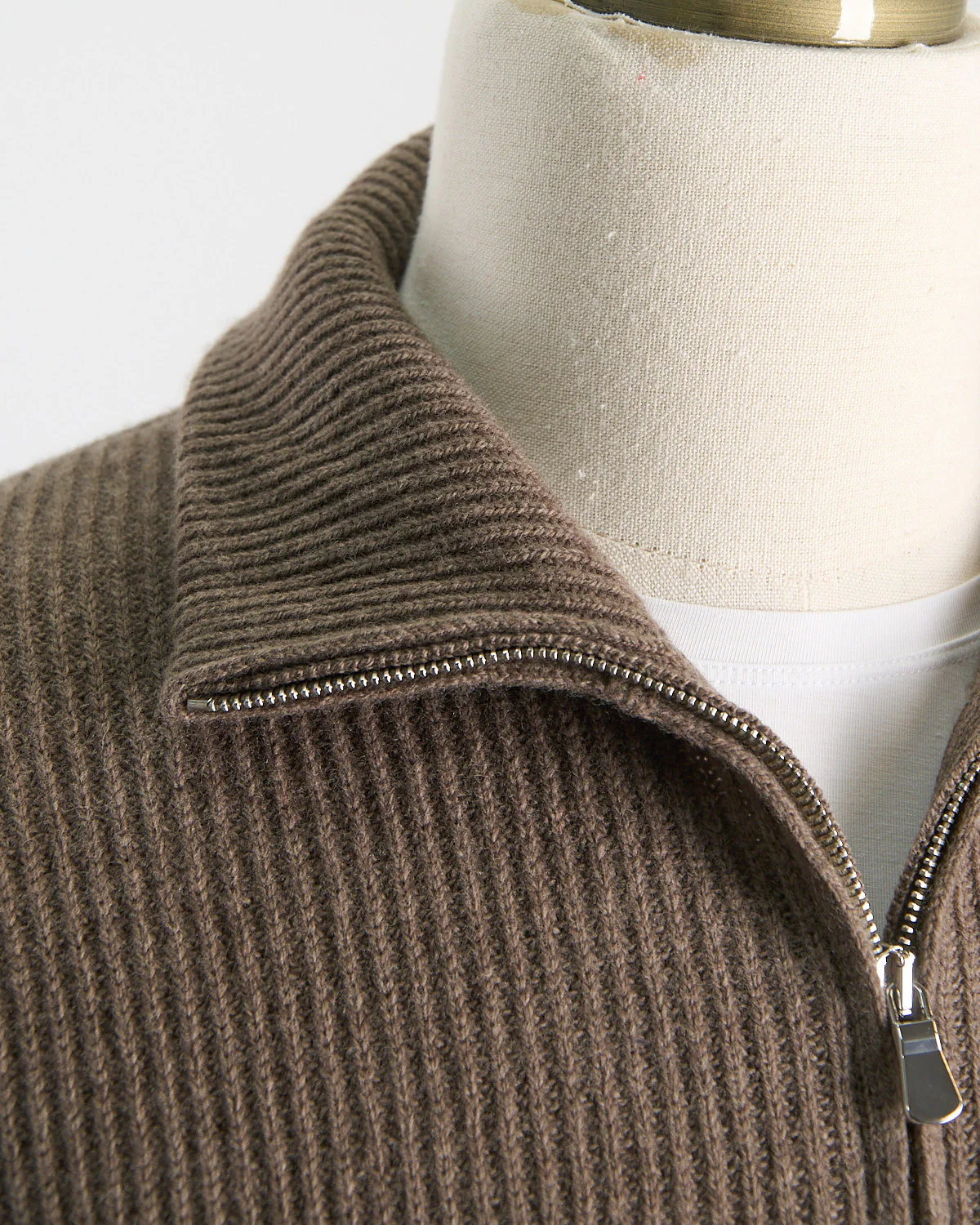 Wardrobe Staple Cashmere Blend Ribbed Quarter Zip Sweater - Image 4