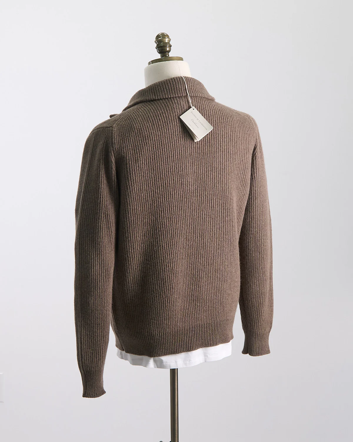 Wardrobe Staple Cashmere Blend Ribbed Quarter Zip Sweater - Image 8