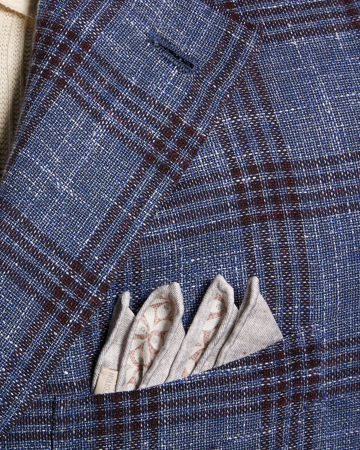 Salina Wool Cotton & Linen Hopsack Check Neopolitan Jacket - Image 5