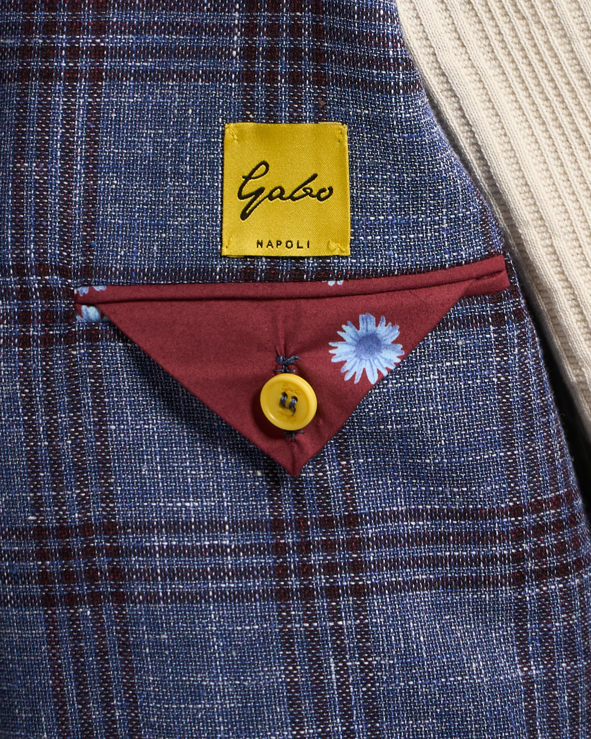 Salina Wool Cotton & Linen Hopsack Check Neopolitan Jacket - Image 7