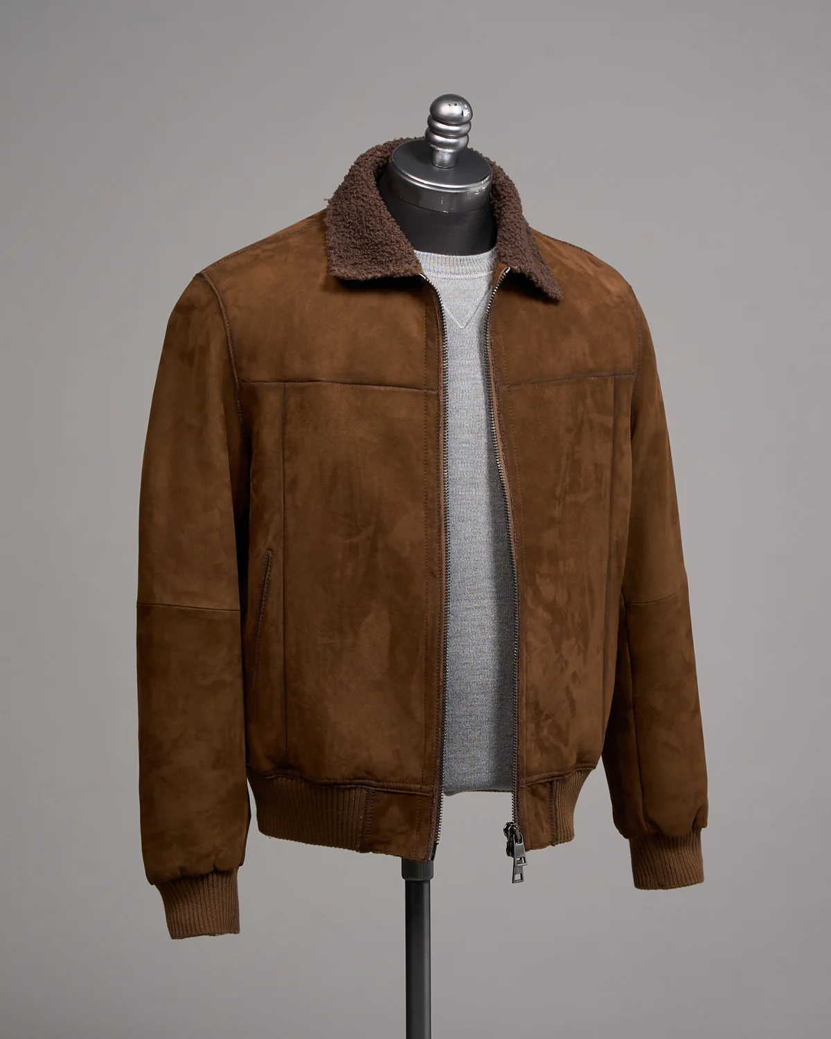 Shearling Suede Bomber