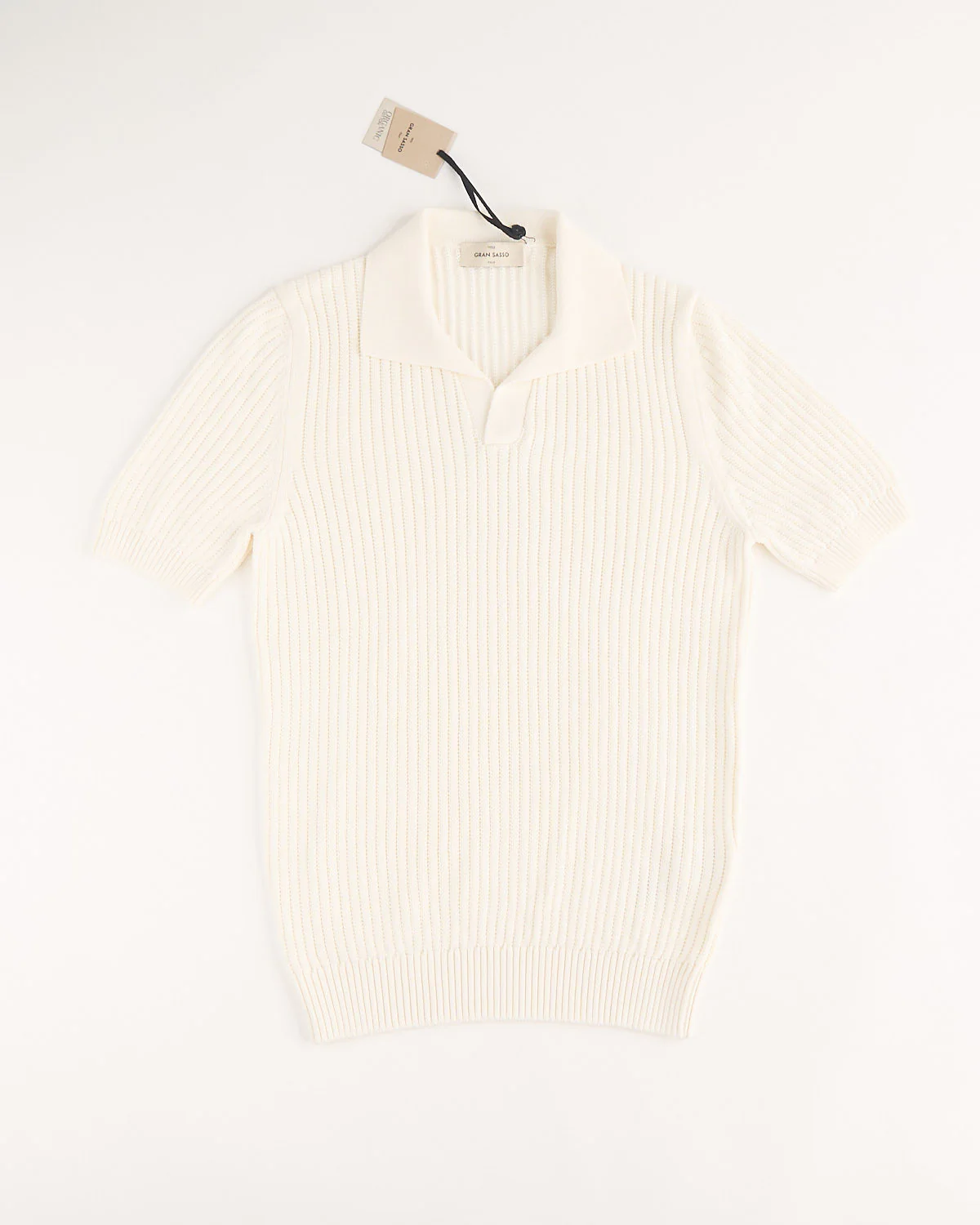 Pearl Stitch Ribbed Johnny Collar Polo