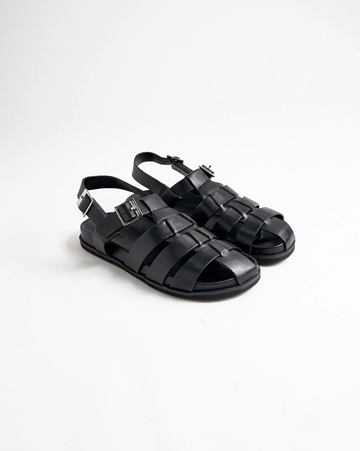 Quinton 114455 Black Calf Leather Sandals