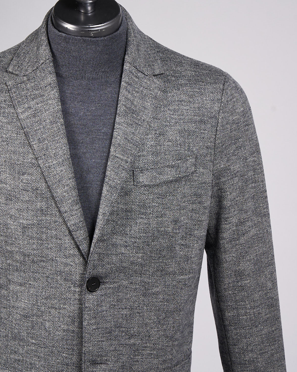Wool Micro Herringbone Sweater Blazer - Image 2