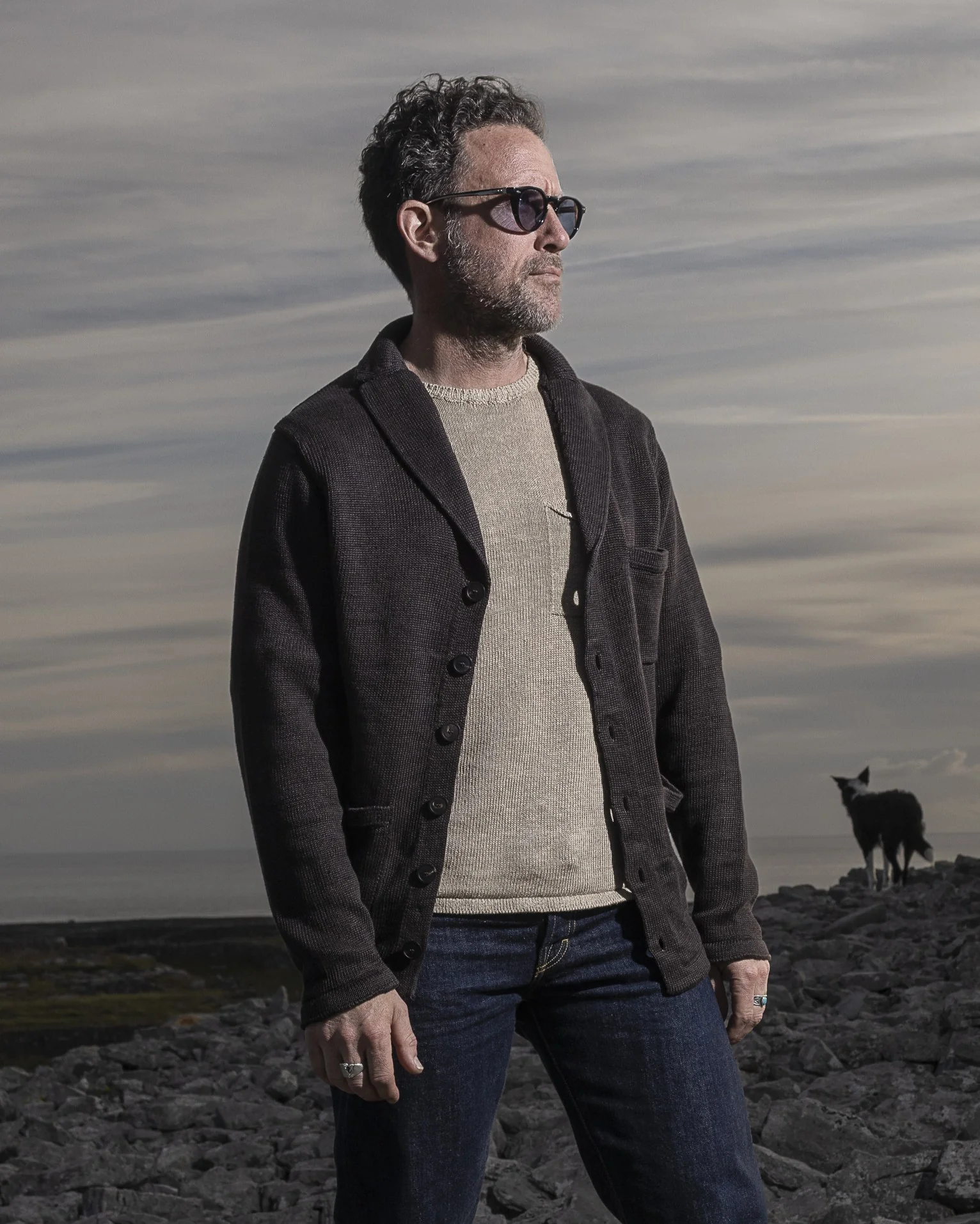 100% Washed Linen Classic Pub Jacket Sweater - Image 7