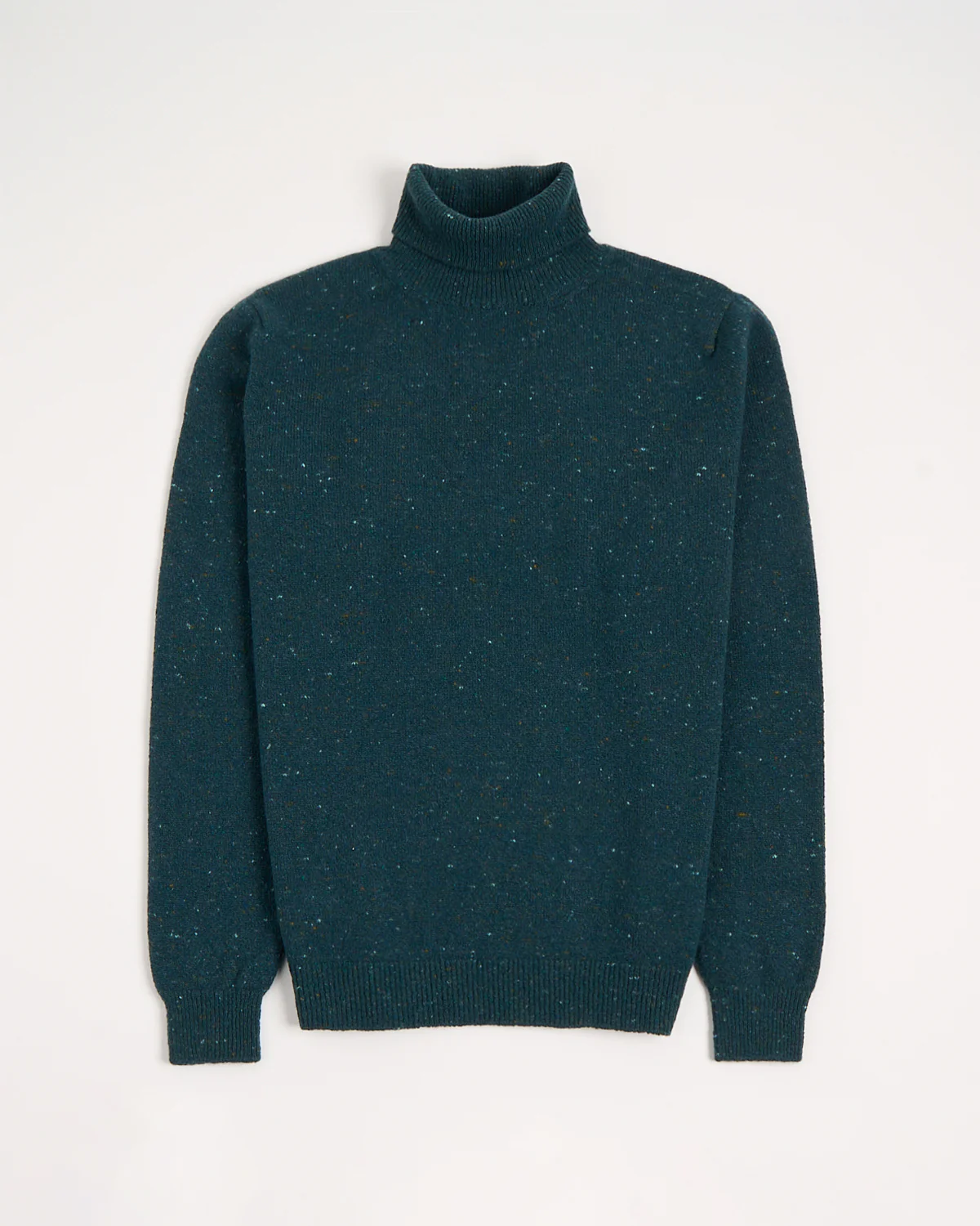Wool-Cashmere Classic Light Weight Flat Stitch Turtleneck Sweater