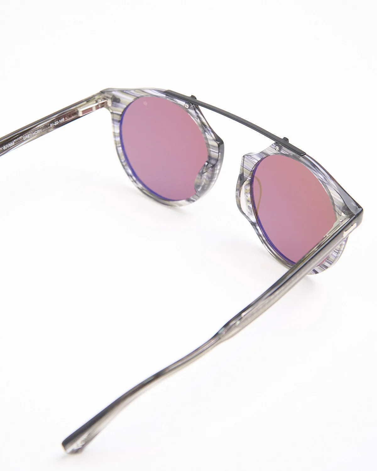 Striped Grey Round Isolated Lens SJV568 Sunglasses - Image 2
