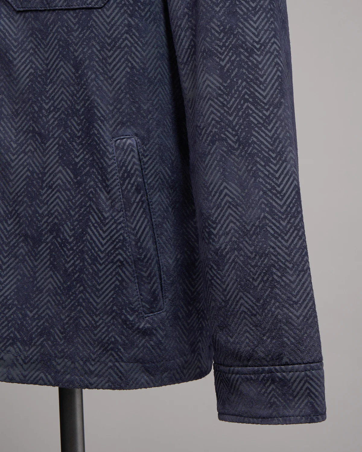 Jonah Printed Herringbone Leather Shirt Jacket - Image 3