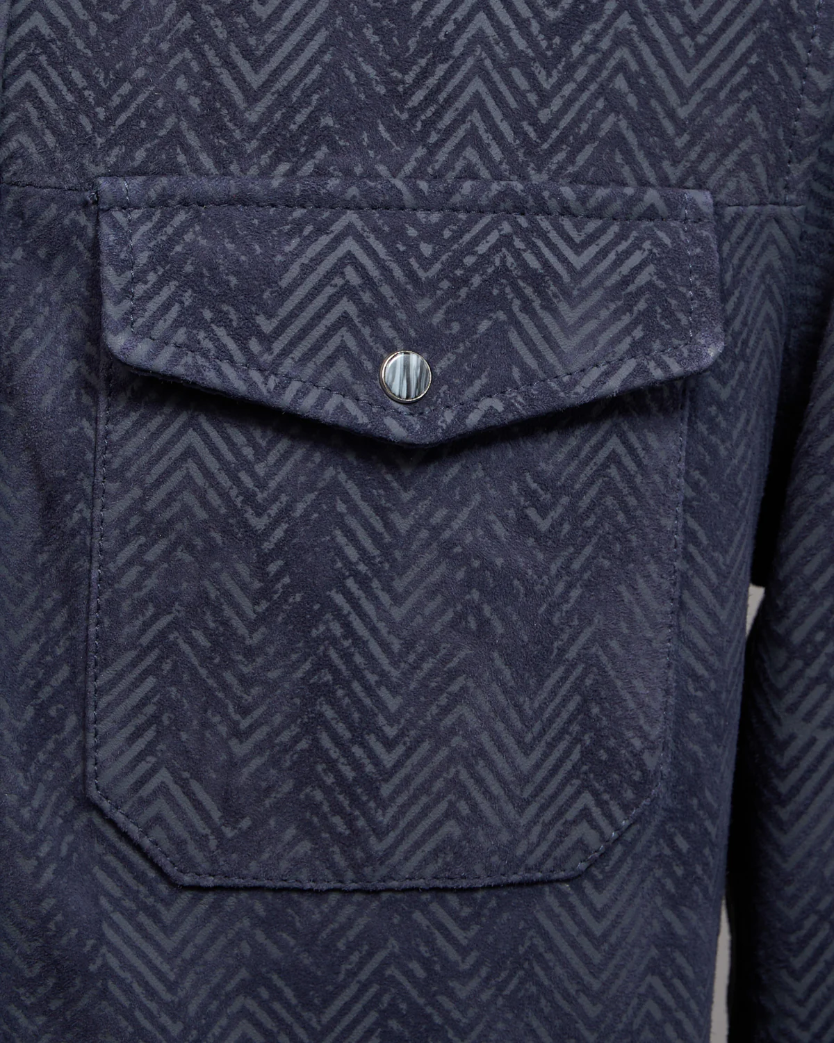 Jonah Printed Herringbone Leather Shirt Jacket - Image 7