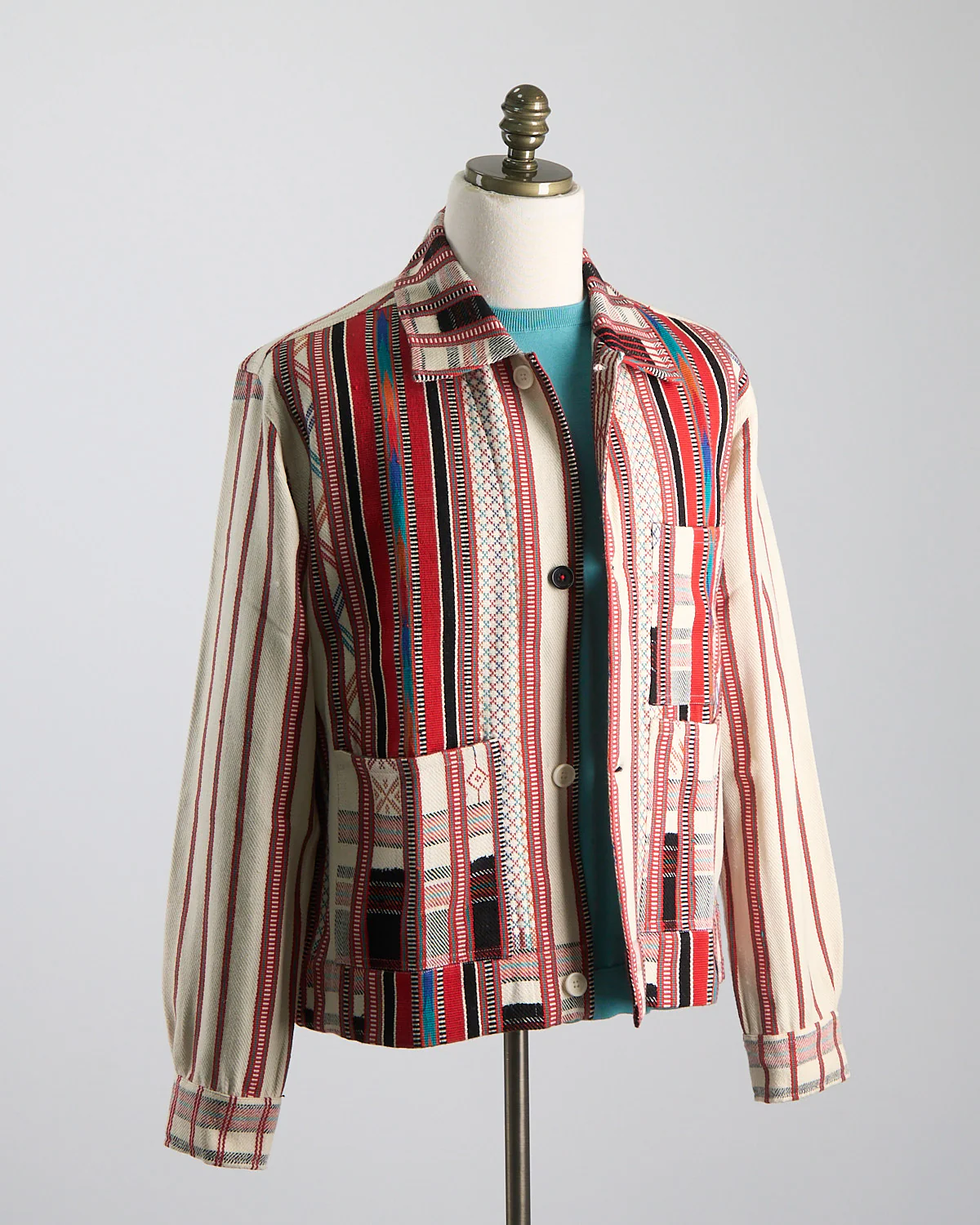 Handloom Cotton & Wool Striped 'Bodhi' Shirt Jacket