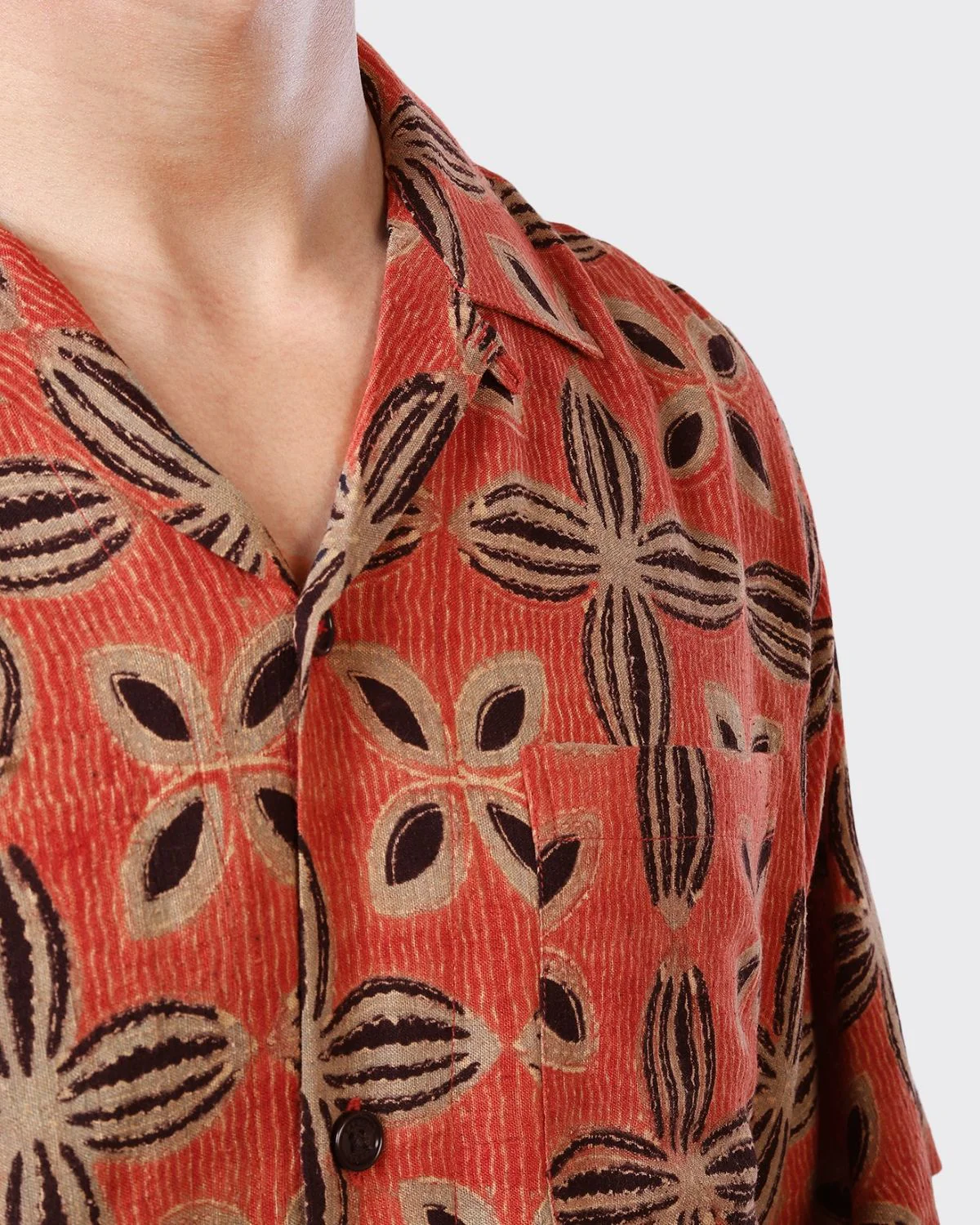 Oversized Ajrakh Matka Silk Camp Collar Shirt - Image 2