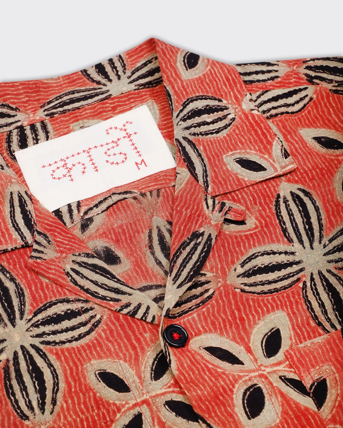 Oversized Ajrakh Matka Silk Camp Collar Shirt - Image 5