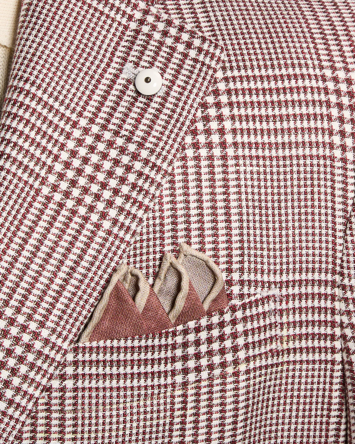 Burgundy Prince Of Wales Linen-Wool Sport Jacket - Image 6