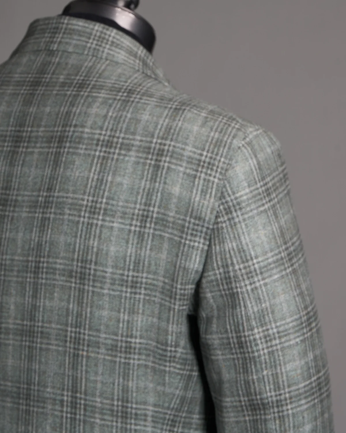 Grey Green Check Silk-Wool Sport Jacket - Image 4