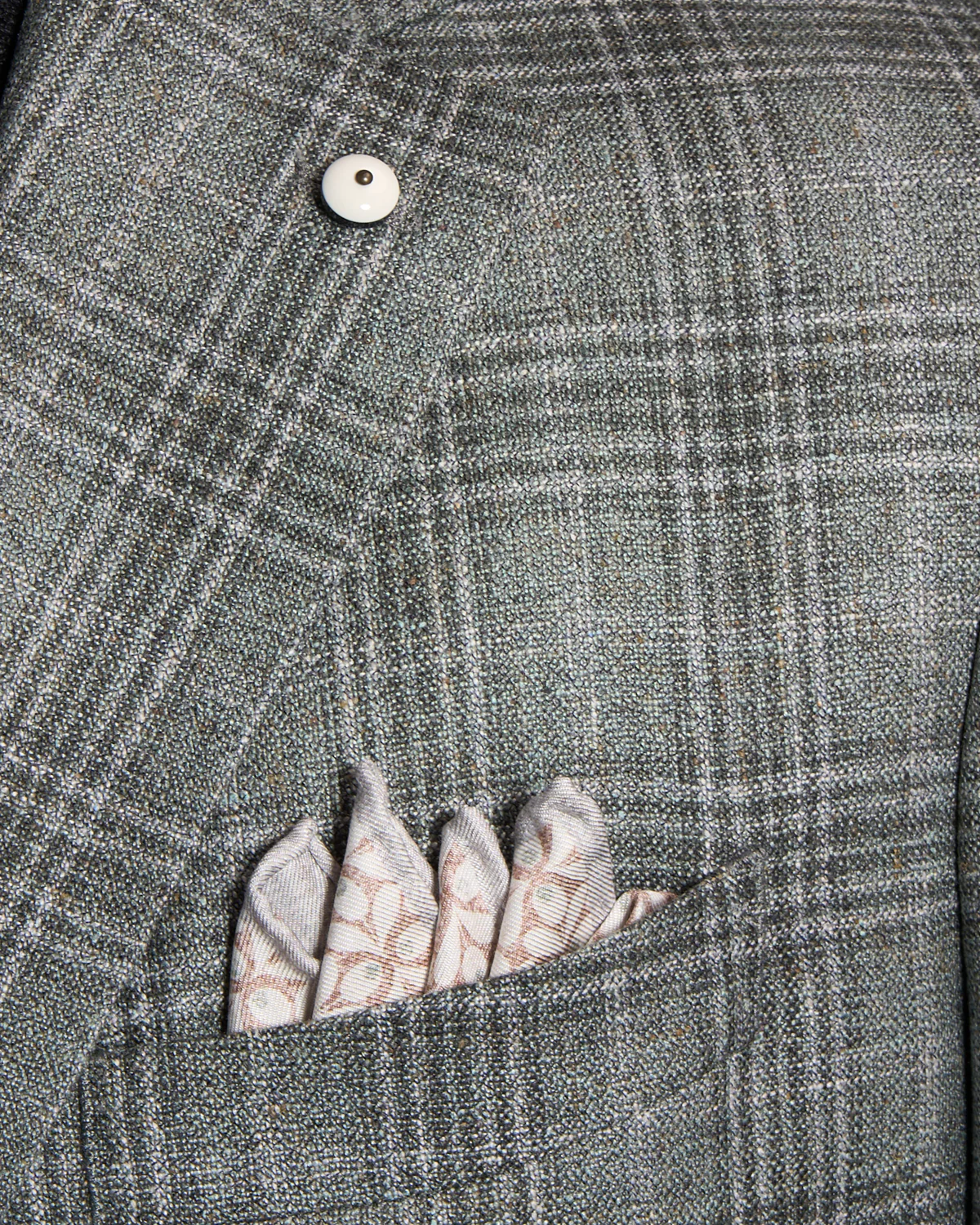 Grey Green Check Silk-Wool Sport Jacket - Image 5